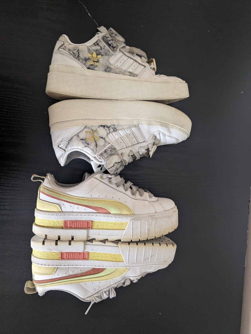 2 Platform Sneakers — Adidas & Puma — Size 38.5 EUR